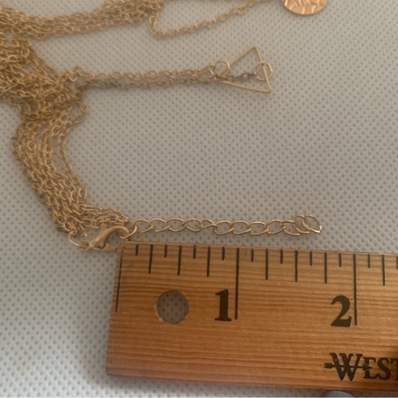 NEW 14K gold plated triangle, bar & coin necklace - Picture 2 of 6